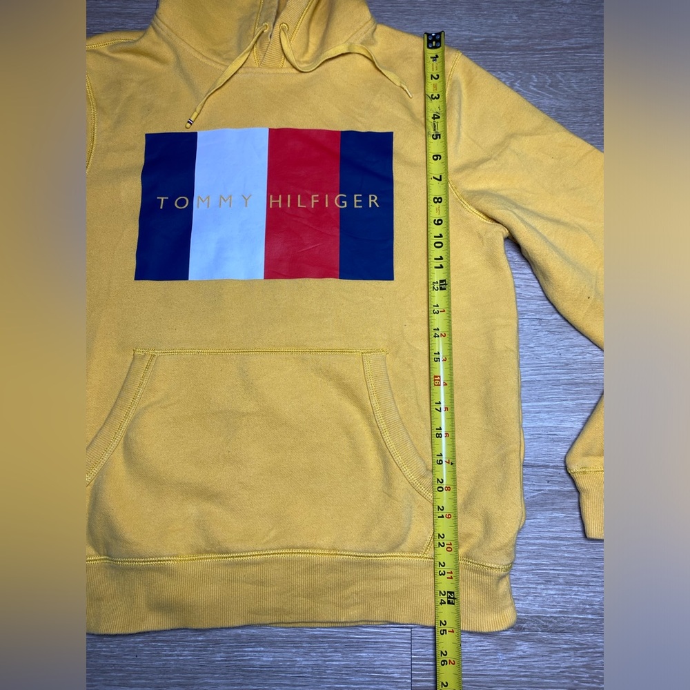 Vintage 90’s Style Tommy Hilfiger Quinn Logo Fleece Pullover Hoodie Men’s MEDIUM - Picture 4 of 8